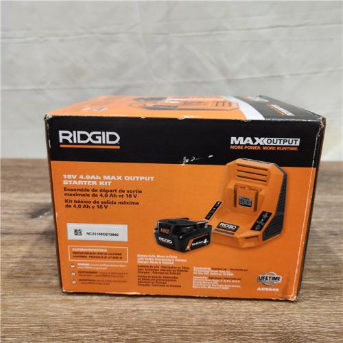 NEW! RIDGID 18V 4.0 Ah MAX Output Starter Kit with Rapid Charger