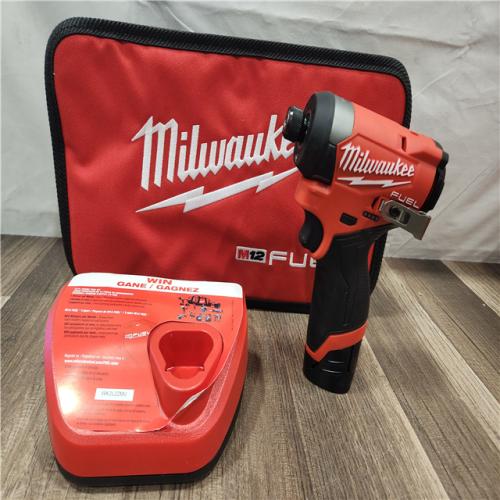 AS-IS- Milwaukee M12 FUEL 12-Volt Lithium-Ion Brushless Cordless 1/4 in. Hex Impact Driver Compact Kit