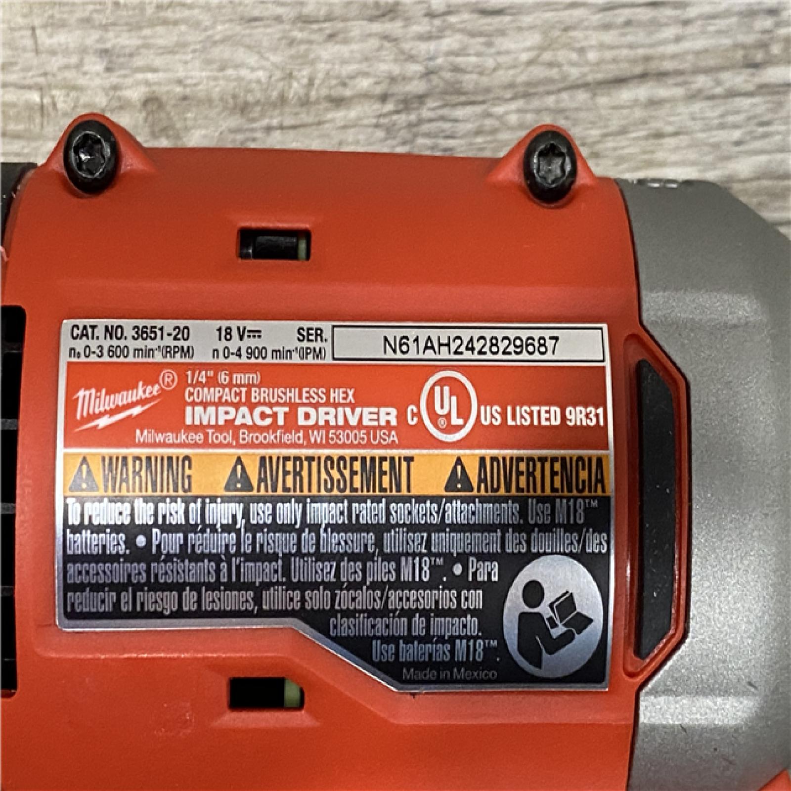 AS-IS Milwaukee 18-Volt Lithium-Ion Compact Brushless Cordless 1/4 in. Impact Driver Kit