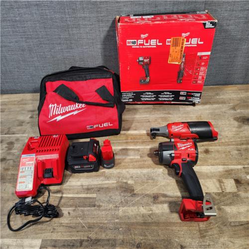 HOUSTON LOCATION - AS-IS M18 FUEL 18V Cordless Mid Torque 1/2 in. Impact Wrench W/ M12 FUEL 3/8 in. Ratchet & Battery/Charger Combo Kit