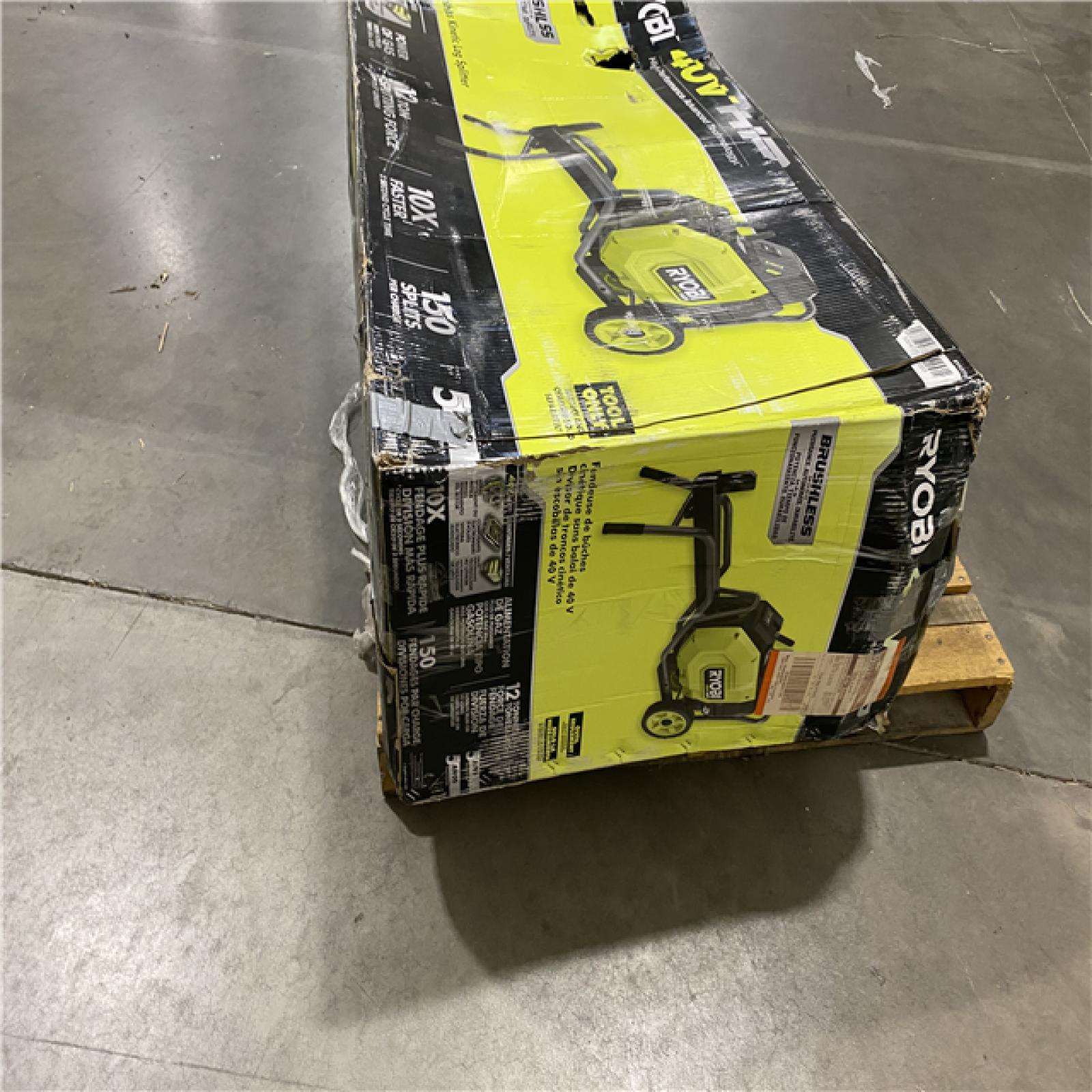 Dallas Location - As-Is RYOBI 40V HP Brushless 12-Ton Kinetic Battery Electric Log Splitter Kit - 4.0Ah Battery and Charger Included