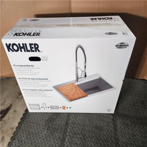 HOUSTON LOCATION - AS-IS (NEW) PRO - INSPIRED SINK KIT TOP-/UNDER-MOUNT SINGLE-BOWL KITCHEN SINK 18-GA STAINLESS STEEL