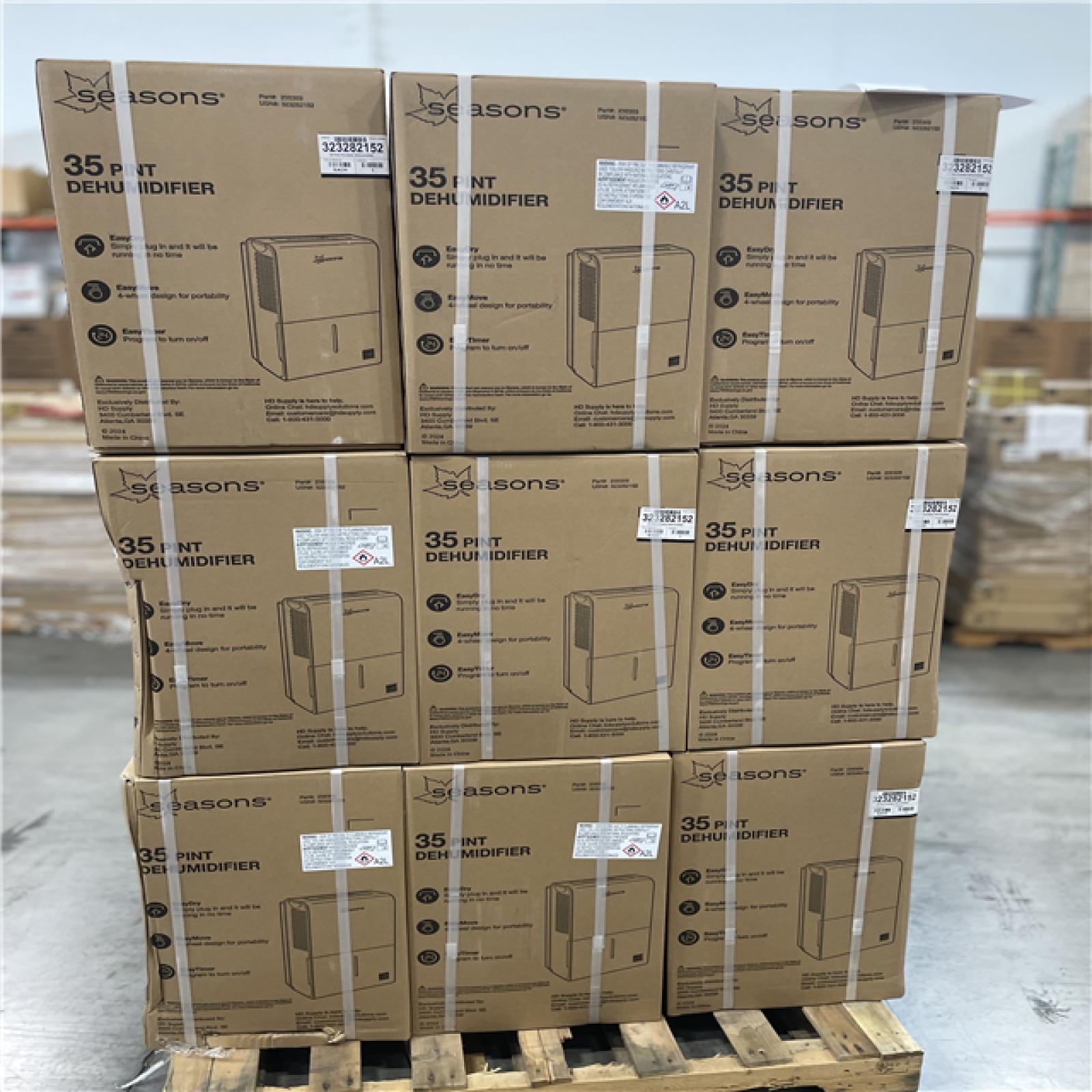 DALLAS LOCATION- Seasons 35 Pint Portable Dehumidifier PALLET (27 UNITS)
