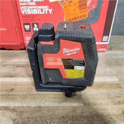 HOUSTON LOCATION - AS-IS Milwaukee Green 100 ft. Cross Line and Plumb Points Rechargeable Laser Level