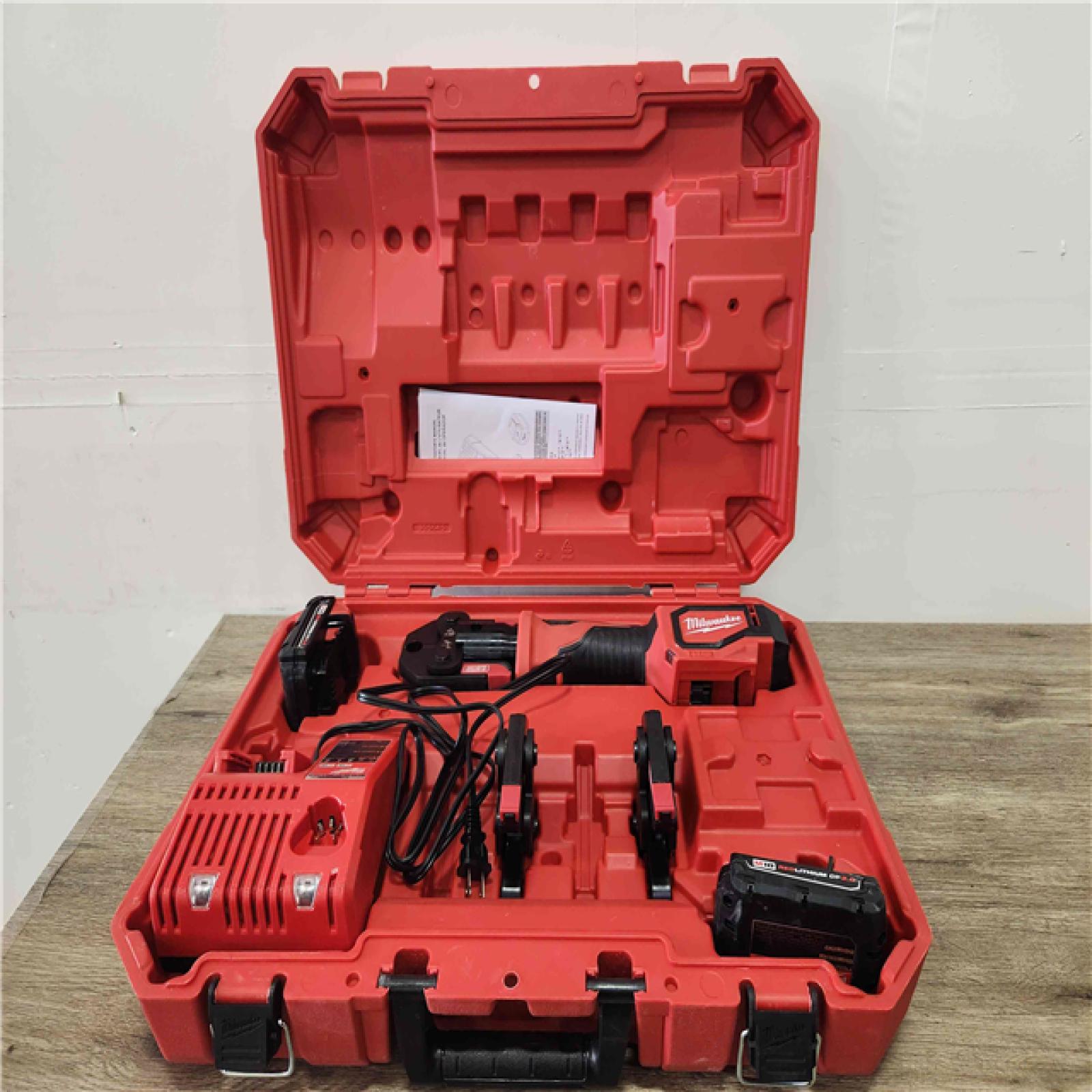 Phoenix Location Appears NEW Milwaukee M18 18V Lithium-Ion Cordless Short Throw Press Tool Kit with 3 PEX Crimp Jaws (2) 2.0 Ah Batteries and Charger 2674-22C