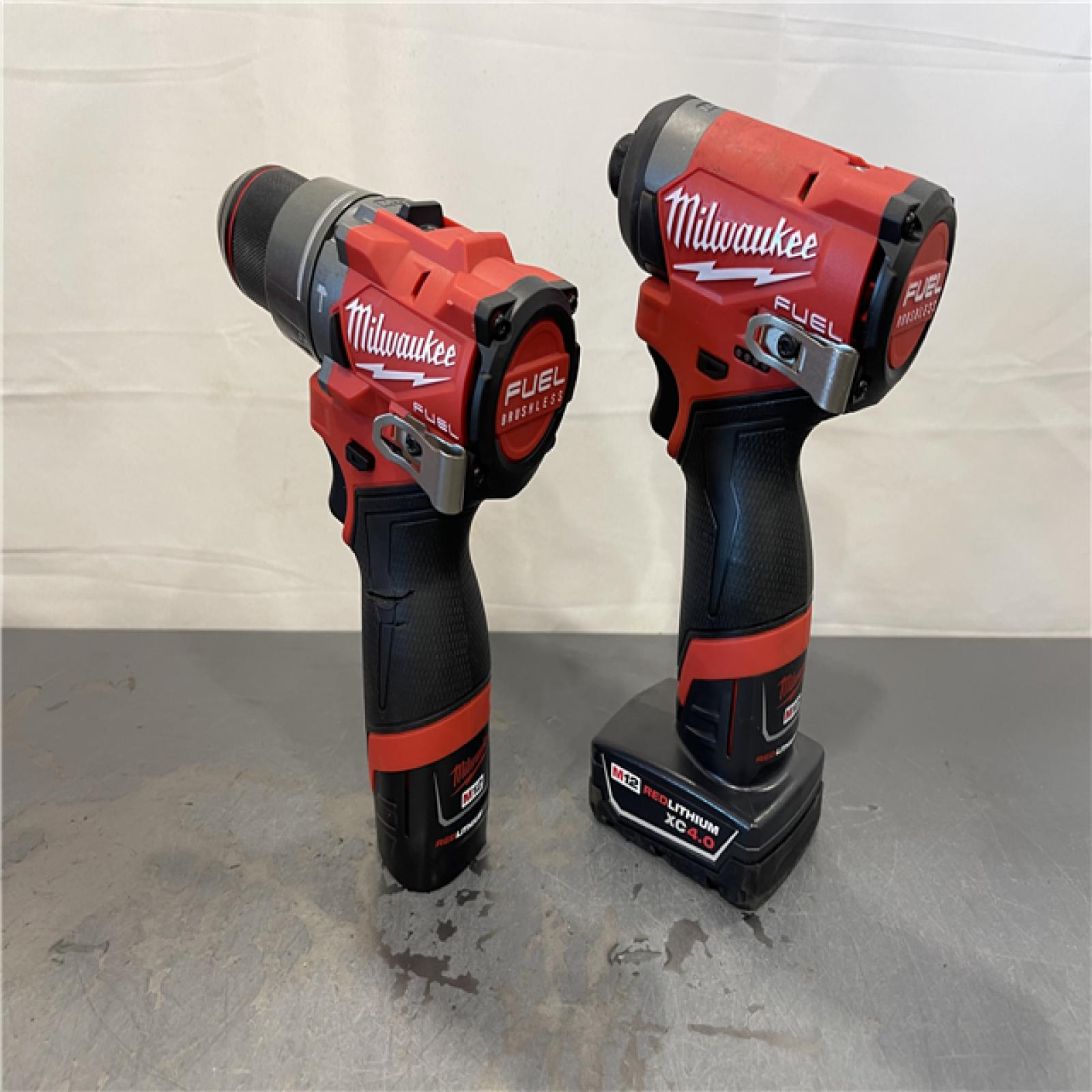 AS-IS - Milwaukee M12 FUEL 12-Volt Lithium-Ion Brushless Cordless Hammer Drill and Impact Driver Combo Kit