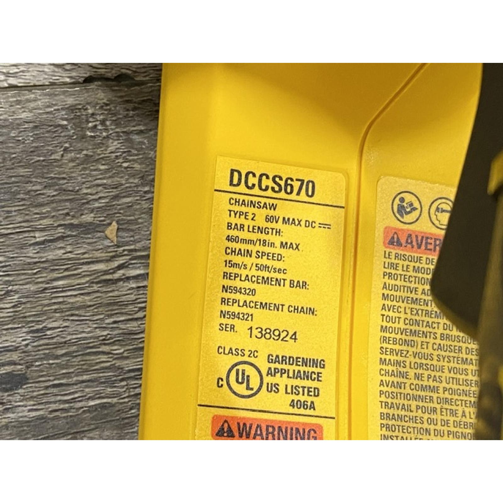 AS-IS DEWALT FLEXVOLT 60V MAX 16in. Brushless Cordless Battery Powered Chainsaw (Tool Only)