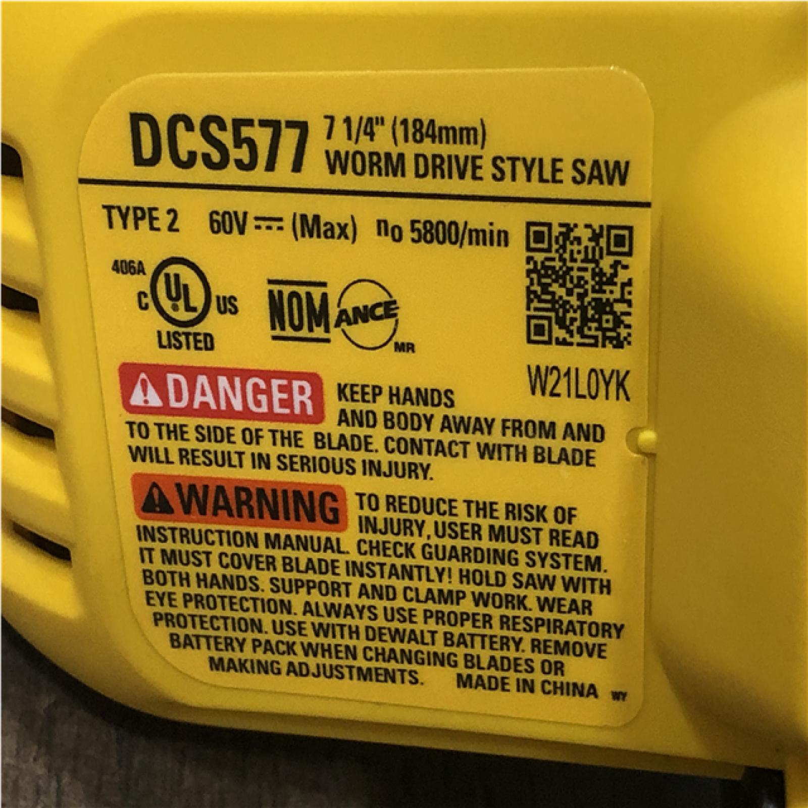 AS-IS DEWALT FLEXVOLT 60V MAX Cordless Brushless 7-1/4 in. Wormdrive Style Circular Saw (Tool Only)