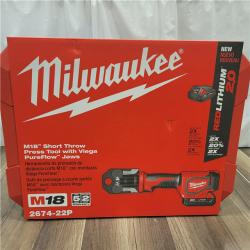 NEW! Milwaukee Electric Tool - 2674-22P - M18 Short Throw Press Tool Kit W/ Viega PureFlow Jaws