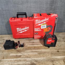 HOUSTON LOCATION - AS-IS Milwaukee Green 100 ft. Cross Line and Plumb Points Rechargeable Laser Level