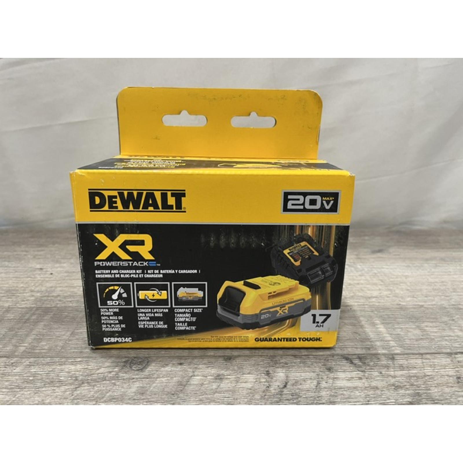 NEW - DEWALT 20V MAX XR POWERSTACK Lithium-Ion Battery Starter Kit with 1.7Ah Battery and Charger