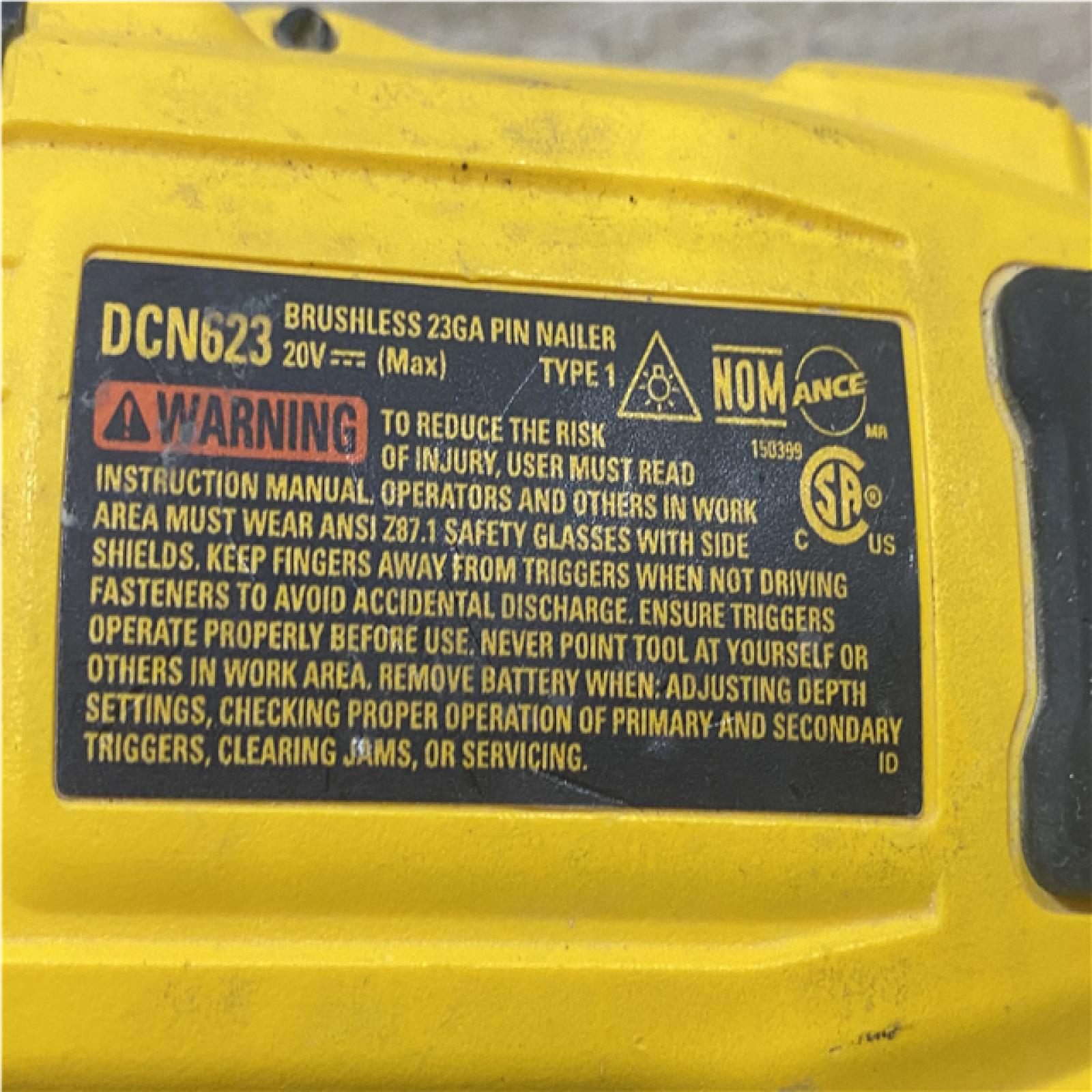 AS-IS DEWALT ATOMIC 20V MAX Lithium Ion Cordless 23 Gauge Pin Nailer (Tool Only)