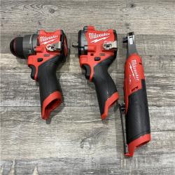 AS-IS Milwaukee FUEL 12V Lithium-Ion Cordless Drill Driver  Impact Wrench  and Ratchet Combo Kit