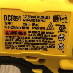 AS-IS DEWALT 20V MAX XR Lithium-Ion Cordless Brushless 1/2 in. Impact Wrench Kit