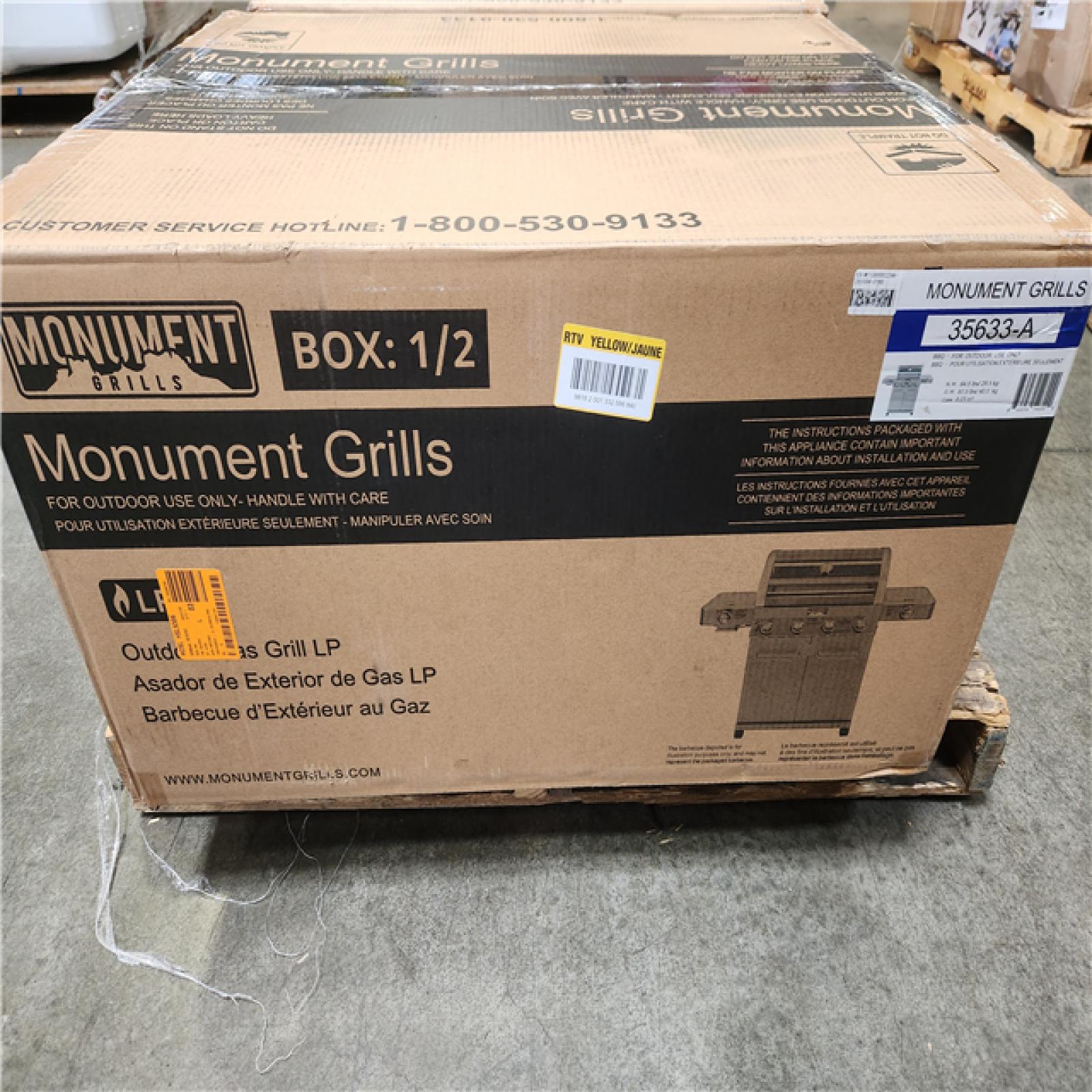 Phoenix NEW Monument Grills 4-Burner Propane Gas Grill in Stainless with Clear View Lid  LED Controls  Side and Sear Burners