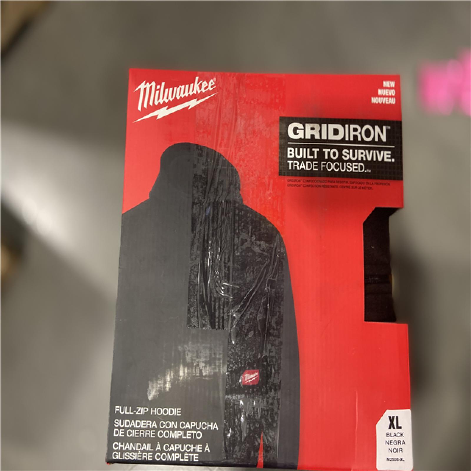 NEW! - Milwaukee Men's X-Large Black GRIDIRON Full-Zip Hoodie - 2 UNITS