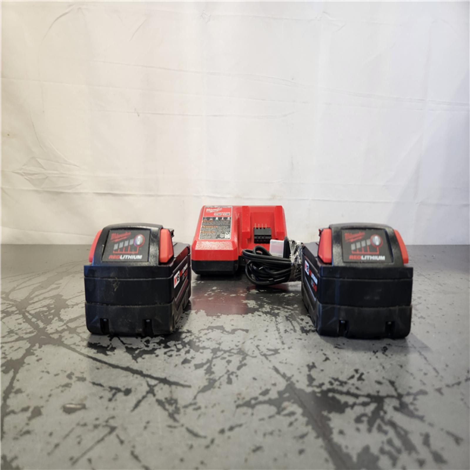 AS-IS- Milwaukee 18-Volt Lithium-Ion XC Starter Kit with Two 5.0Ah Batteries and Charger