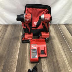 AS-IS  Milwaukee 18V Lithium-Ion Brushless Cordless Compact Drill/Impact Combo Kit
