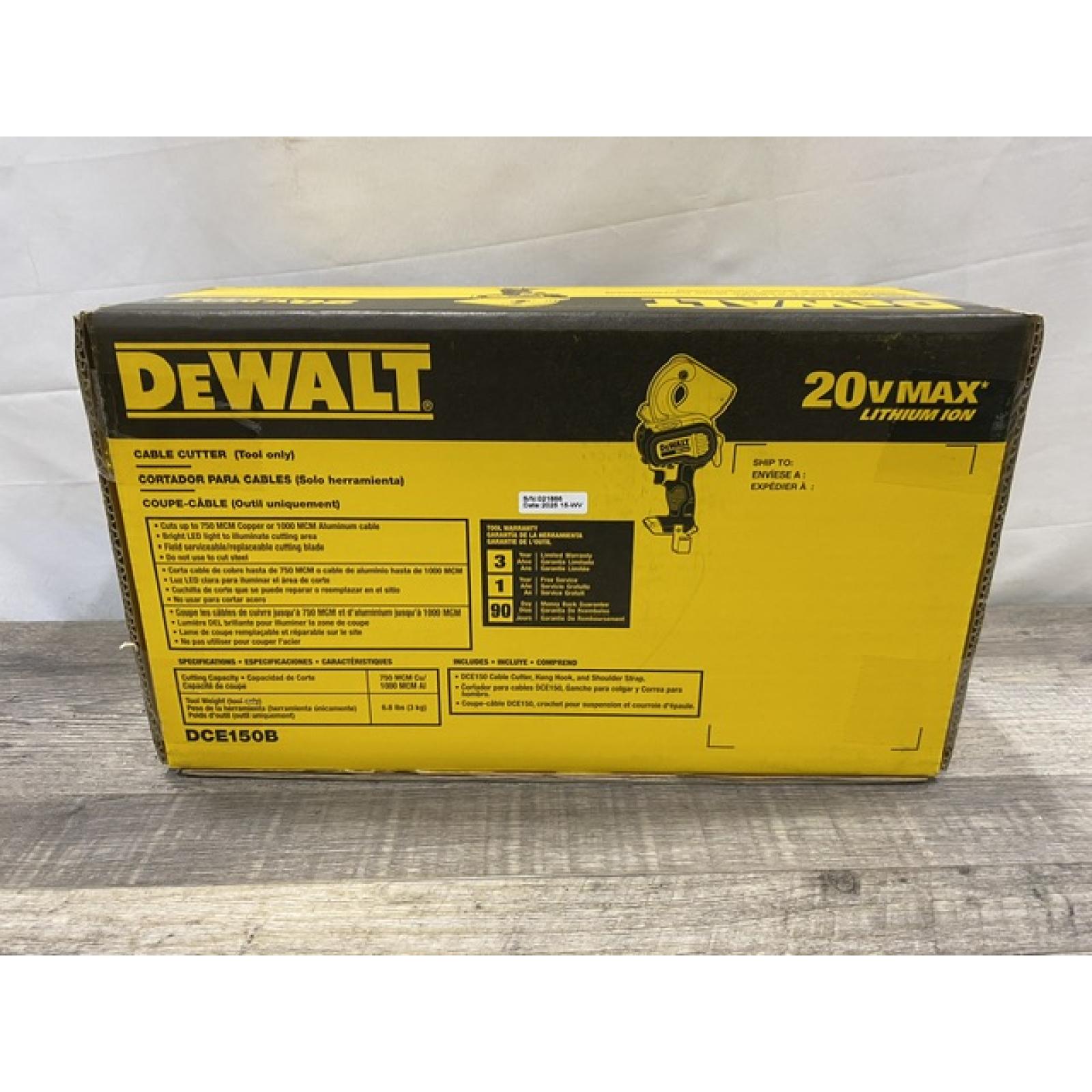 NEW - DEWALT 20V MAX Cordless Electrical Cable Cutting Tool (Tool Only)