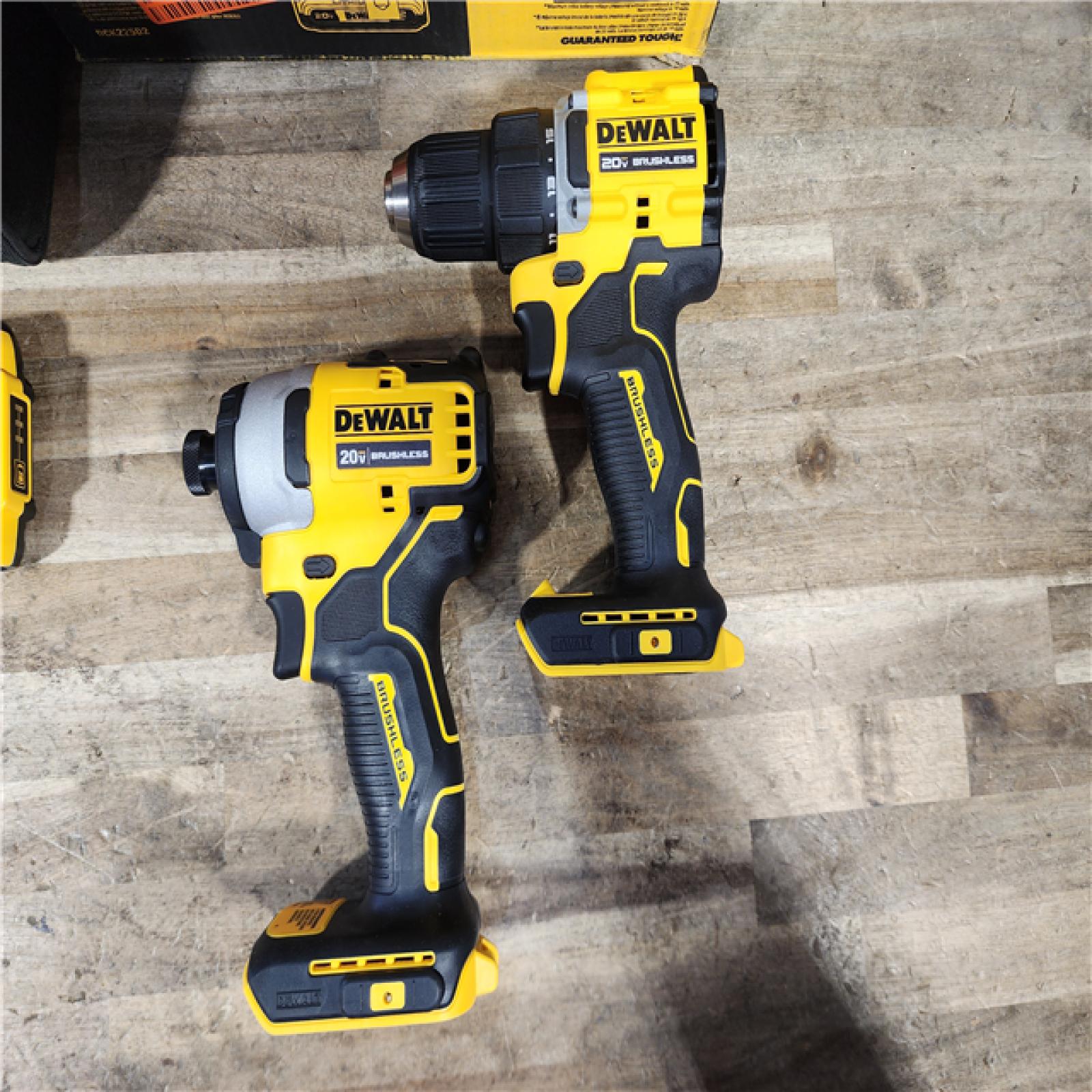 HOUSTON LOCATION - AS-IS Dewalt DCK225D2 20V MAX ATOMIC Brushless Compact Lithium-Ion 1/2 in. Cordless Drill Driver and 1/4 in. Impact Driver Combo Kit with 2 Batteries 2 Ah