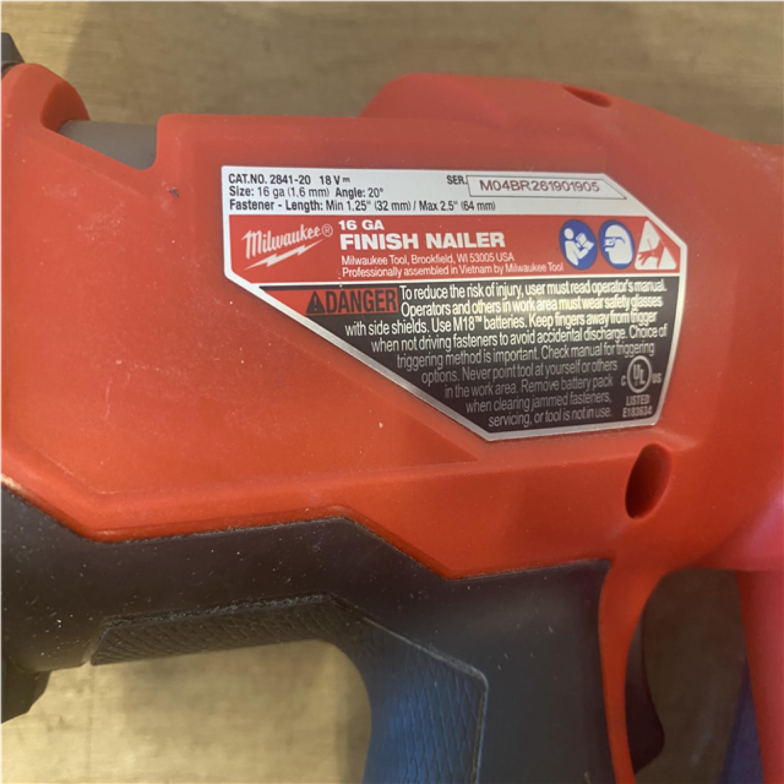AS-IS  Milwaukee FUEL 18-Volt Lithium-Ion Brushless Cordless Gen II 16-Gauge Angled Finish Nailer (Tool-Only)
