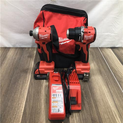 AS-IS Milwaukee 18V Lithium-Ion Brushless Cordless Compact Drill/Impact Combo Kit