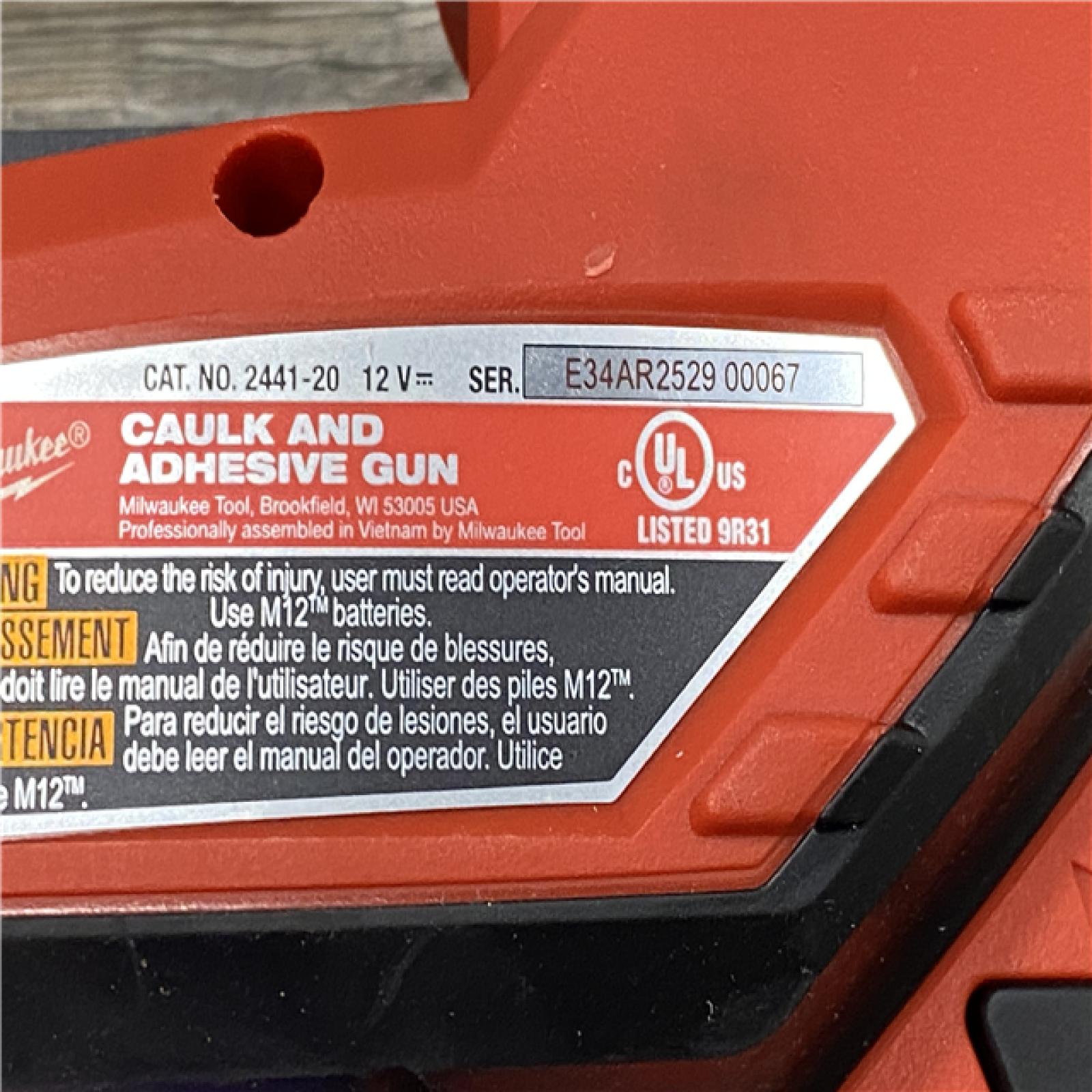 AS-IS Milwaukee 12V Lithium-Ion Cordless 10 oz. Adhesive and Caulk Gun (Tool-Only)