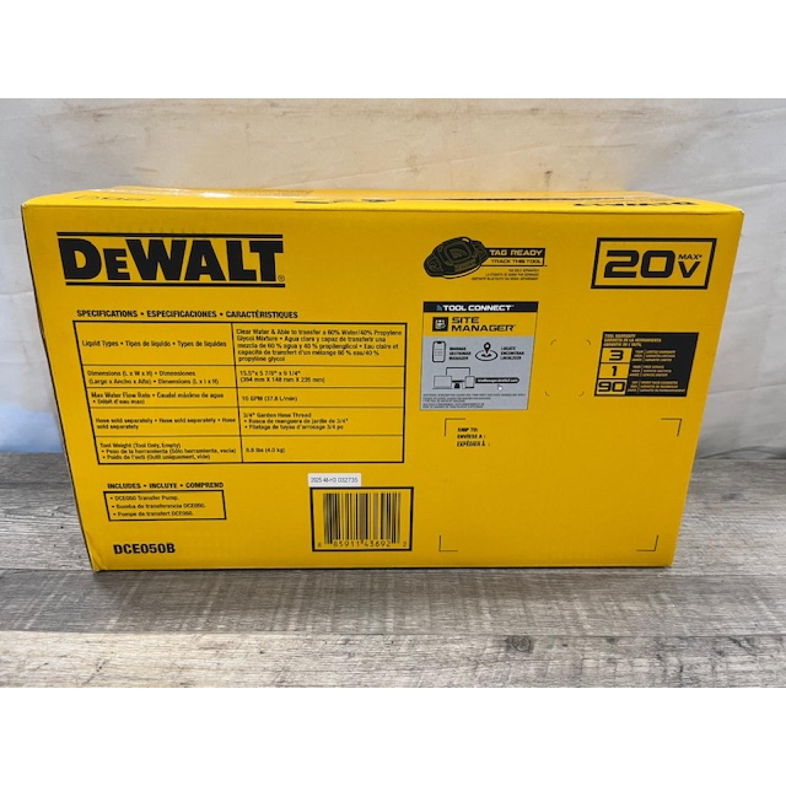 NEW - DEWALT 20V MAX Cordless Liquid Transfer Pump (Tool Only)