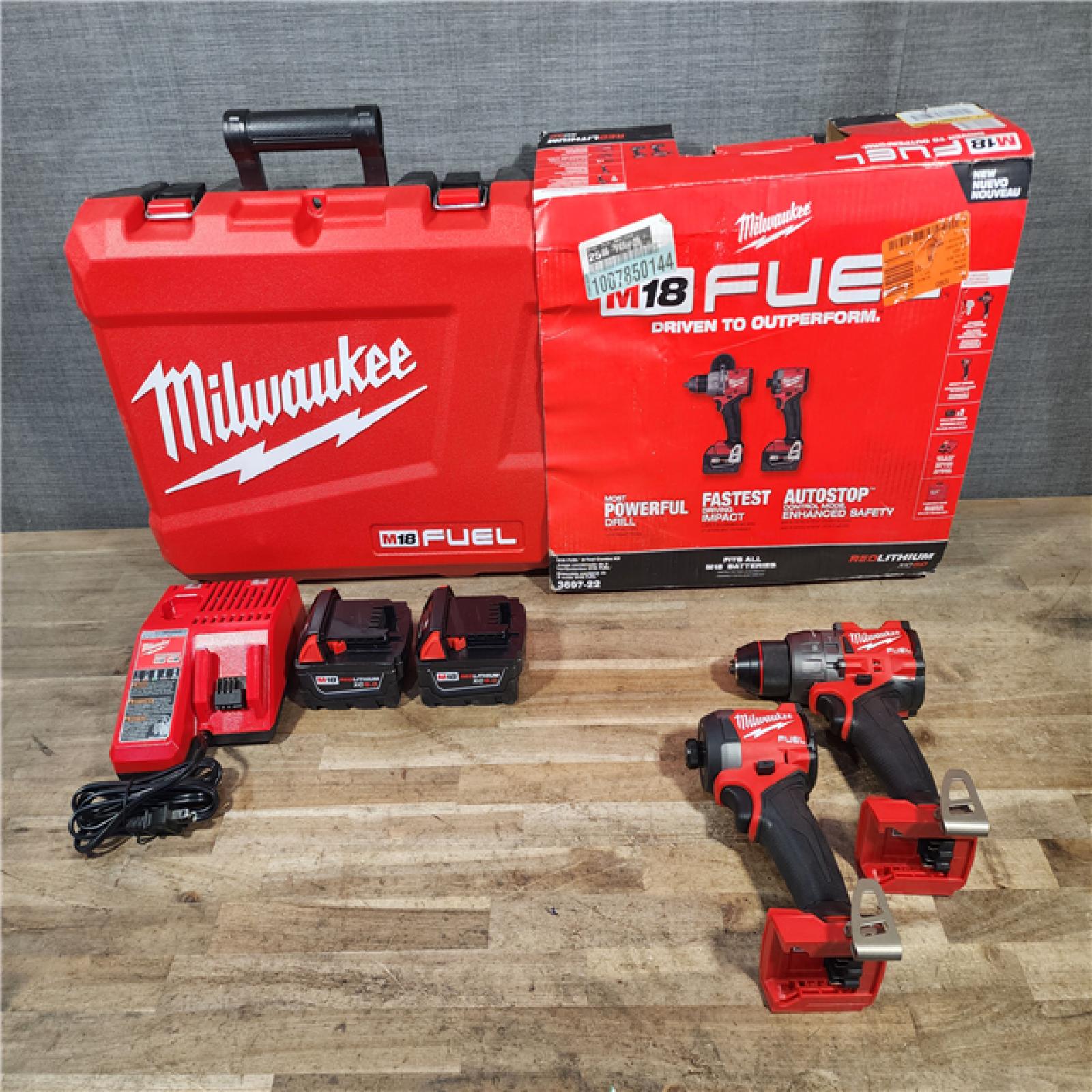 HOUSTON LOCATION - AS-IS (APPEARS LIKE NEW) Milwaukee FUEL 18V Lithium-Ion Brushless Cordless Hammer Drill and Impact Driver Combo Kit