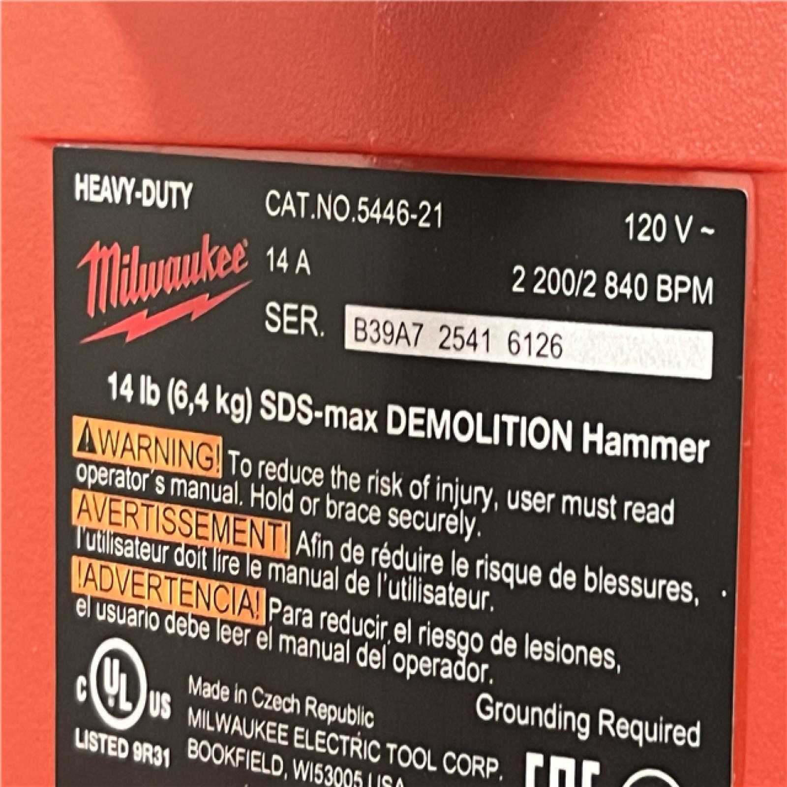 AS-IS Milwaukee SDS-MAX Demolition Hammer