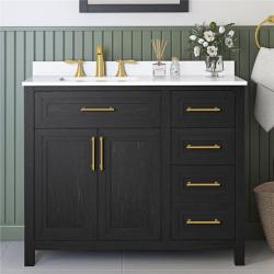 Phoenix NEW Home Decorators Collection Beaufort 42 in. Single Sink Freestanding Black Bath Vanity with White Engineered Stone Top (Assembled)