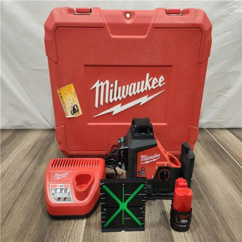 AS-IS- Milwaukee- M12 Green Beam Laser 360° 3-Plane Kit
