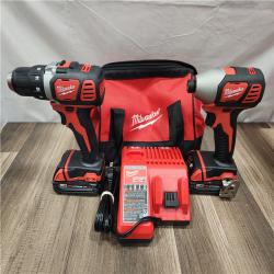 AS-IS- Milwaukee 18V Cordless Brushed 2-Tool Drill/Driver and Impact Driver Kit