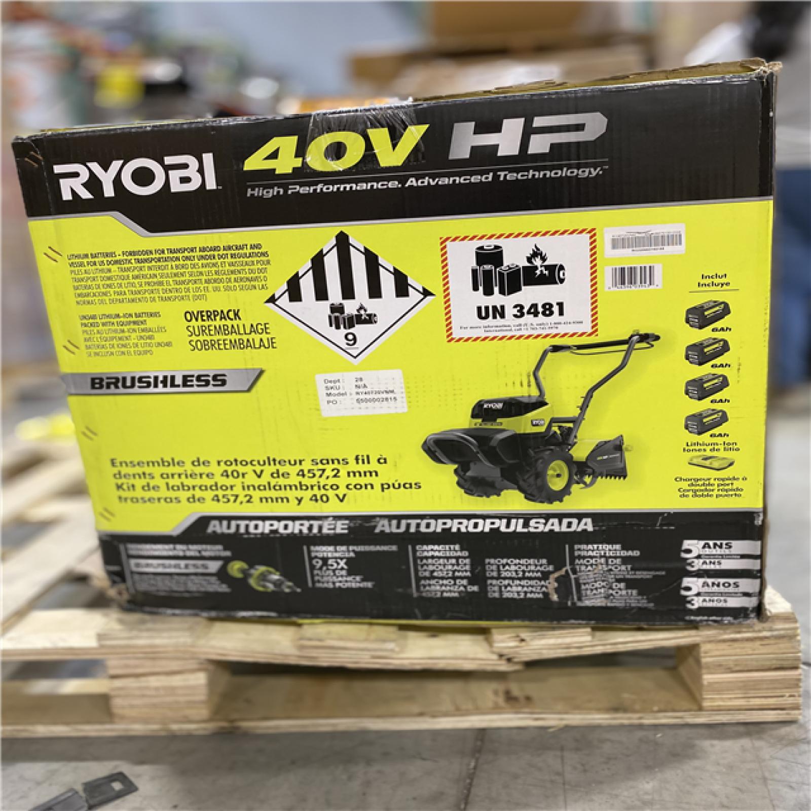 RYOBI 40V HP Brushless 18 in. Battery Powered Rear Tine Tiller with (4) 6.0 Ah Batteries and Charger