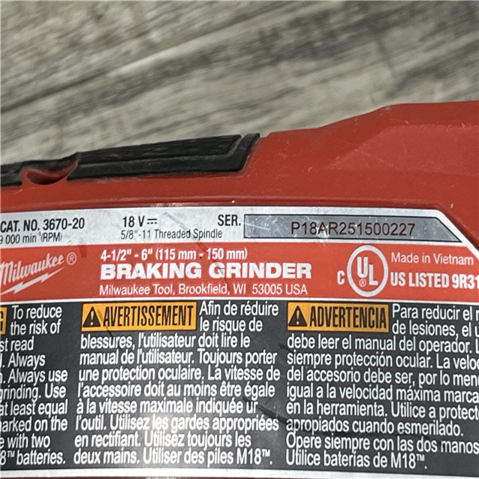 AS-IS Milwaukee FUEL 18-Volt Lithium-Ion Brushless Cordless 4-1/2 in./6 in. Braking Grinder with Paddle Switch (Tool-Only)