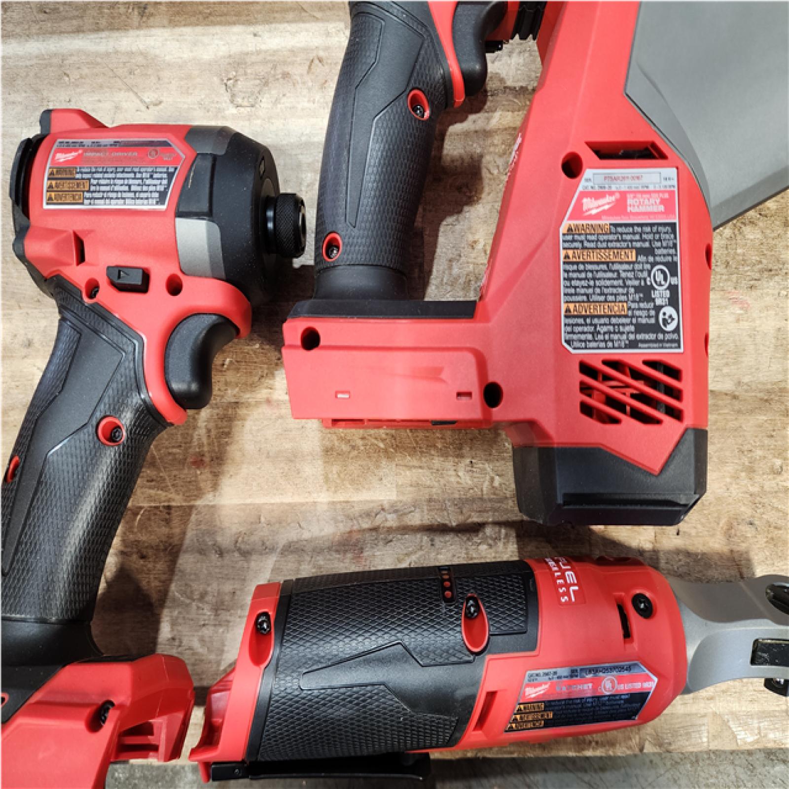 Houston Location AS-IS Milwaukee Drill and Electric Wrench and Rotary Drill and Batteries QTY/3 with Charger