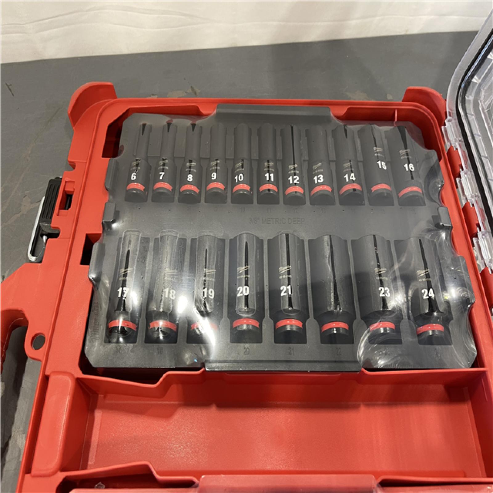 AS-IS - Milwaukee SHOCKWAVE Impact-Duty 3/8 in. Drive Metric and SAE Deep Well Impact PACKOUT Socket Set (36-Piece)