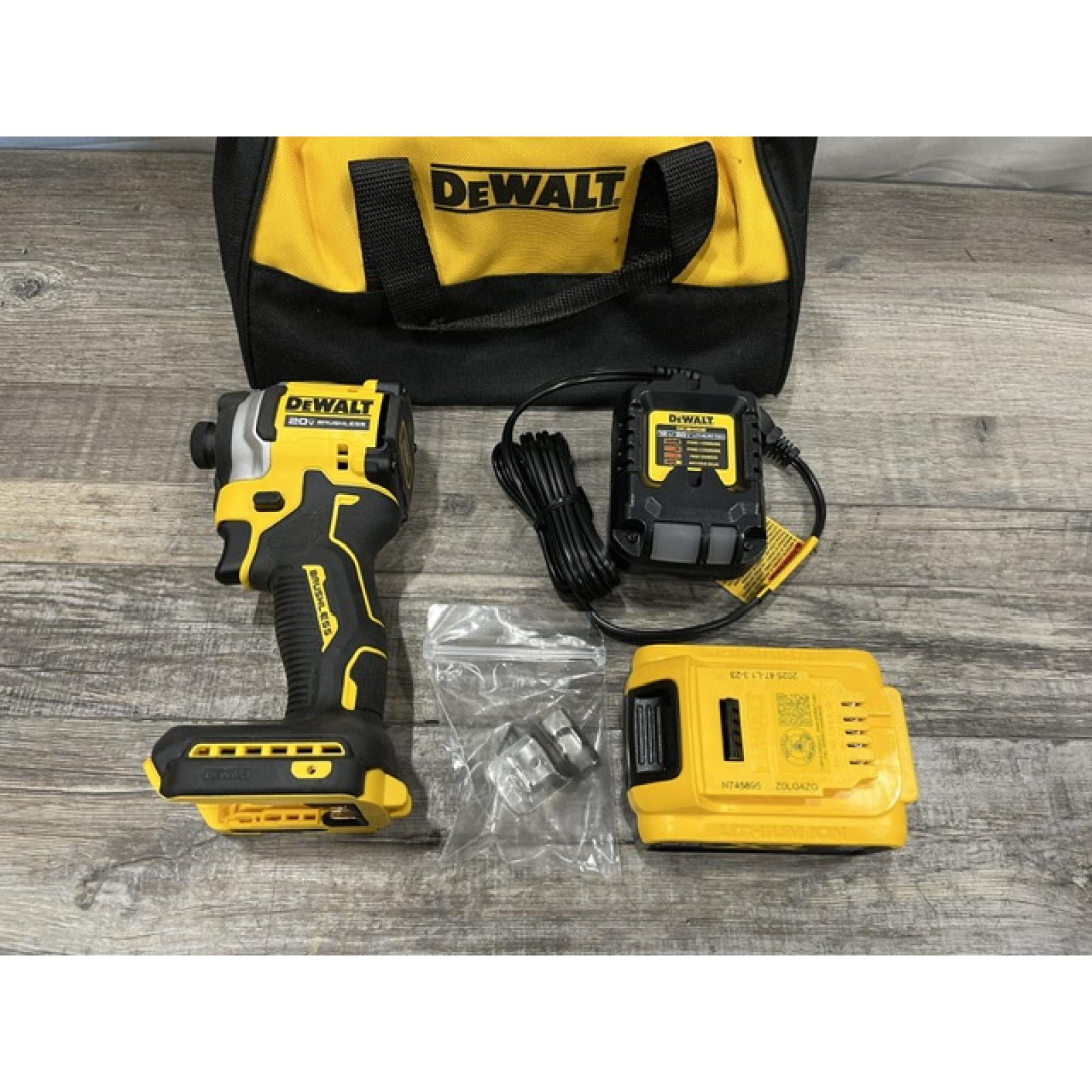 AS-IS DEWALT ATOMIC 20V MAX Lithium-Ion Cordless 1/4 in. Brushless Impact Driver Kit