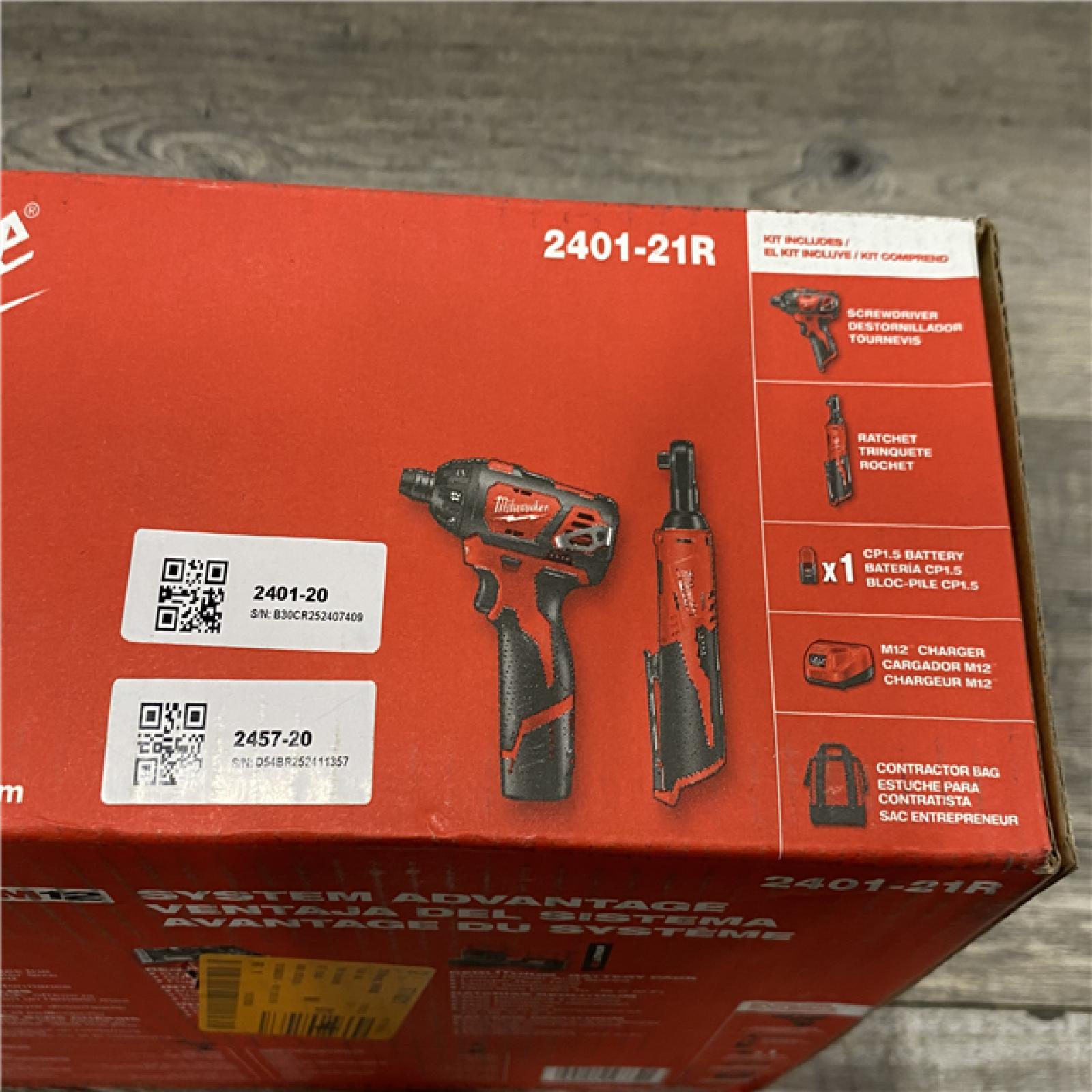 NEW - Milwaukee 12V Lithium-Ion Cordless 3/8 in. Ratchet and Screwdriver Combo Kit