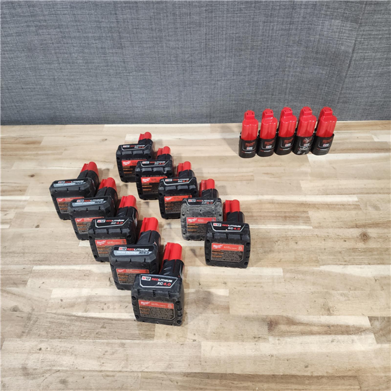 HOUSTON LOCATION - AS-IS MILWAUKEE BATTERY PACK QTY - 15