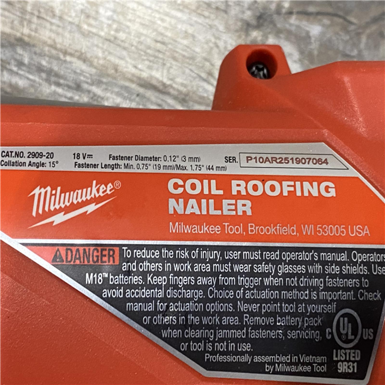 AS-IS Milwaukee FUEL 18-Volt Lithium-Ion Brushless Cordless Coil Roofing Nailer (Tool Only)