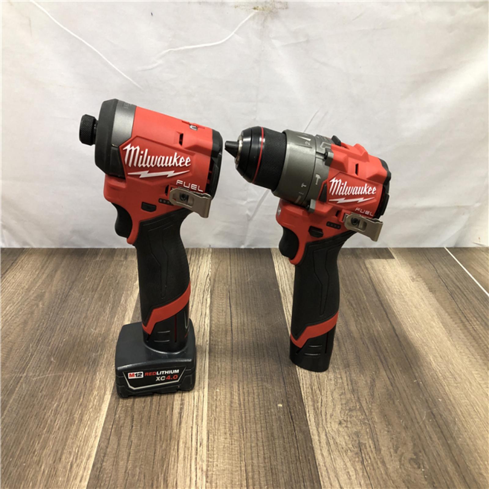 AS-IS Milwaukee FUEL 12-Volt Lithium-Ion Brushless Cordless Hammer Drill and Impact Driver Combo Kit