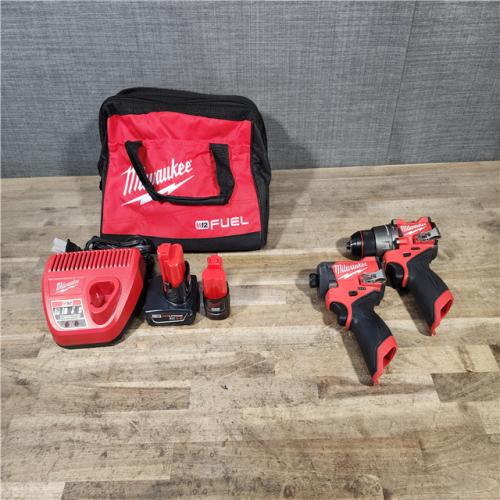 HOUSTON LOCATION - AS-IS Milwaukee FUEL 12-Volt Lithium-Ion Brushless Cordless Hammer Drill and Impact Driver Combo Kit