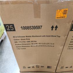 Phoenix NEW Husky Tool Storage 46 in. W Gloss Gray Mobile Workbench 9-Drawer with Solid Wood Top (SEALED)