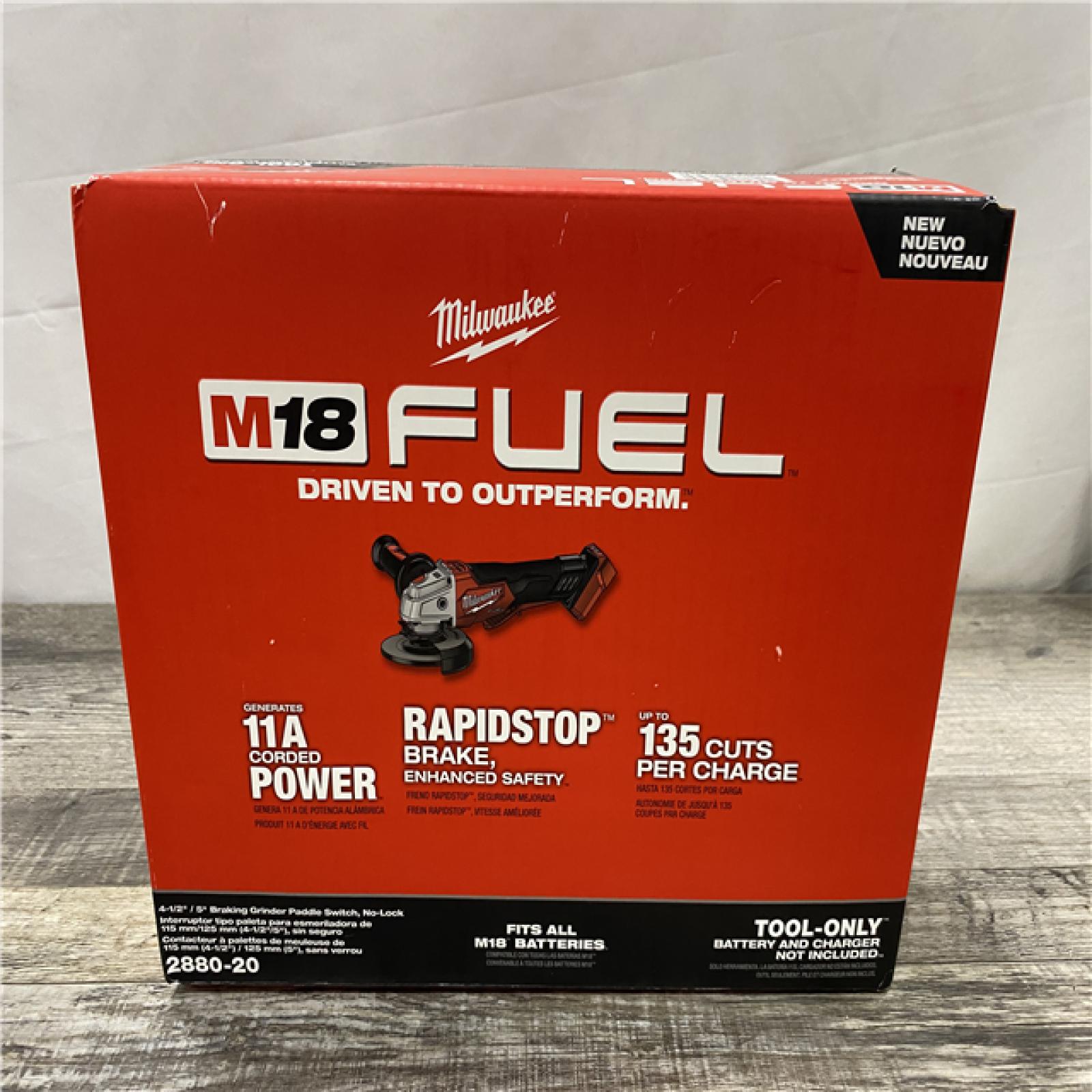 NEW - Milwaukee FUEL 18V Lithium-Ion Brushless Cordless 4-1/2 in./5 in. Grinder w/Paddle Switch (Tool-Only)