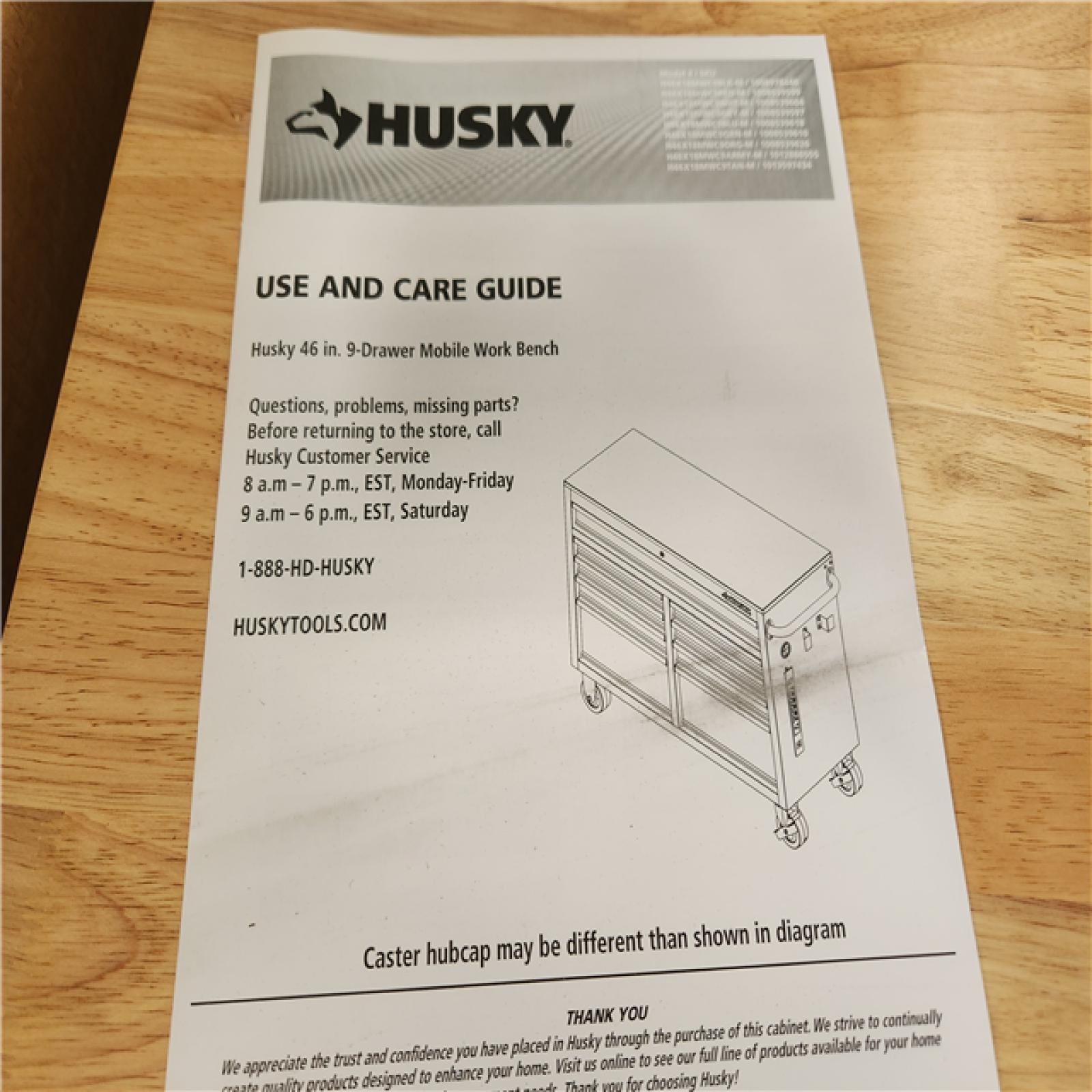 Phoenix AS-IS Husky Tool Storage 46 in. W x 18 in. D 9-Drawer Gloss White Mobile Workbench Cabinet