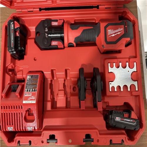 California AS-IS Milwaukee M18 Short Throw Press Tool Kit with Pex Crimp Jaws, Includes (2) Batteries, Charger & Hard Case; Appears in Excellent Condition