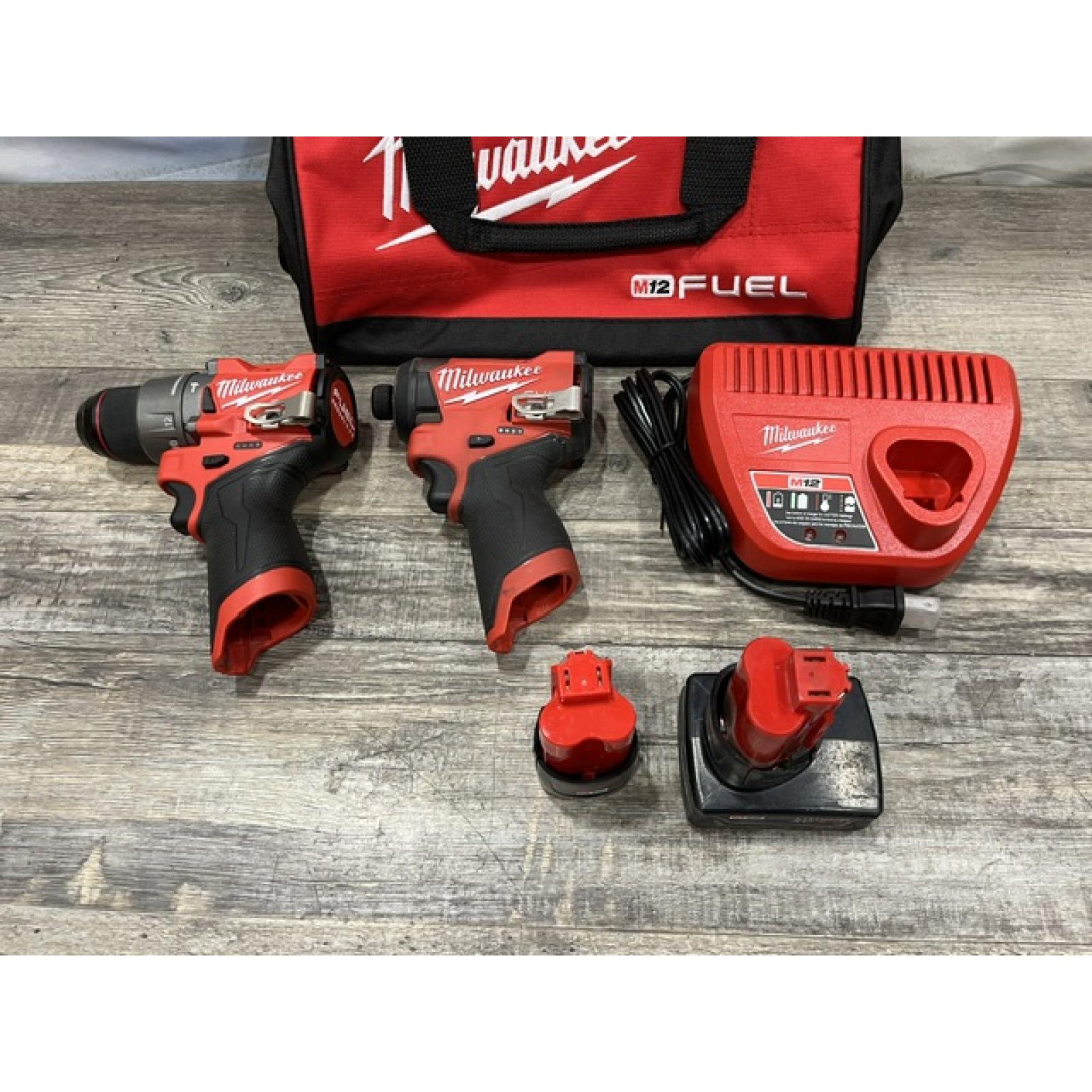 AS-IS Milwaukee FUEL 12-Volt Lithium-Ion Brushless Cordless Hammer Drill and Impact Driver Combo Kit