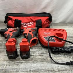 AS-IS Milwaukee 12-Volt Lithium-Ion Brushless Cordless Subcompact Drill and Impact Driver Combo Kit