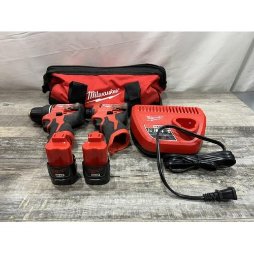 AS-IS Milwaukee 12-Volt Lithium-Ion Brushless Cordless Subcompact Drill and Impact Driver Combo Kit